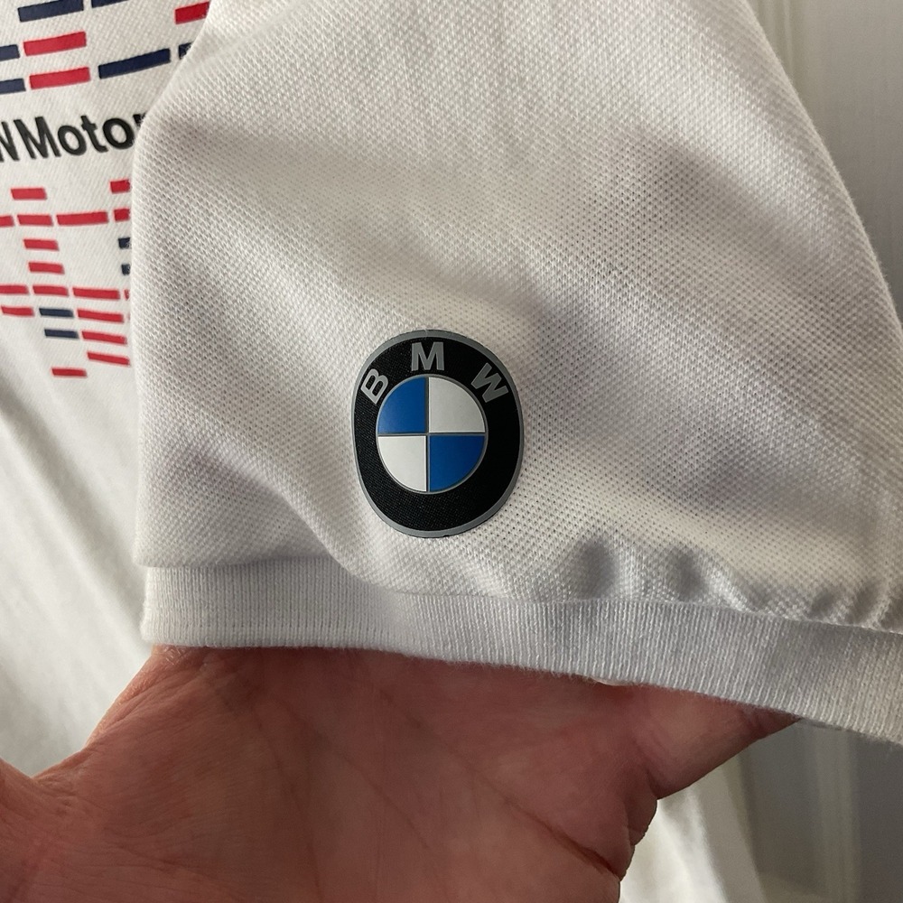 Puma x BMW Men's White Motorsport Asymmetrical Graphic Golf Polo Shirt Size L - Picture 4 of 14